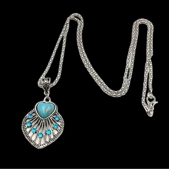 Boho Chic Necklace Southwestern Turquoise Silver Vibe Pendant Chain Gift Pouch - Picture 16 of 16